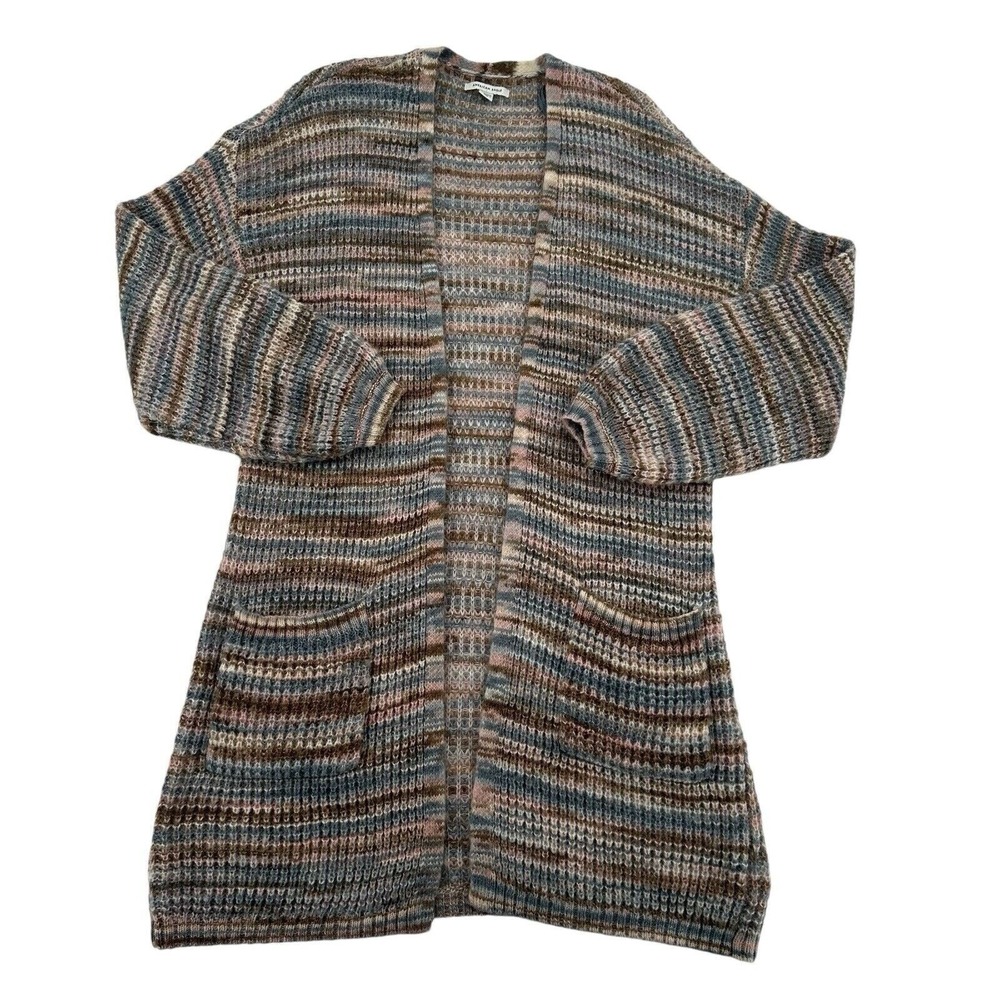 American Eagle Multi Color Space Dye Knit Longline Cardigan Sweater Womens XS